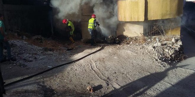 أضرار مادية جراء حريق نشب في منزل بمدينة السويداء